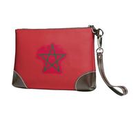 Kashinn Flag of Morocco Print Genuine Leather Wristlet Clutch Wallet Purse Handbag Cell Phone Pocket for Women