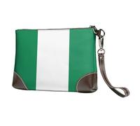 Kashinn Flag of Nigeria Print Genuine Leather Wristlet Clutch Wallet Purse Handbag Cell Phone Pocket for Women