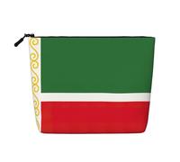 Kashinn Flag of the Chechen Republic Print Single-Layer Cosmetic Pouch Fake Hemp Makeup Bag Coin Purse for Everyday Use Travel