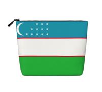 Kashinn Flag of the Republic of Uzbekistan Print Single-Layer Cosmetic Pouch Fake Hemp Makeup Bag Coin Purse for Everyday Use Travel
