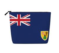 Kashinn Flag of the Turks and Caicos Islands Print Single-Layer Cosmetic Pouch Fake Hemp Makeup Bag Coin Purse for Everyday Use Travel