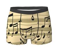 Kashinn Funny Novelty Boxer Briefs Underwear for Men-Unique Humorous Design Boxer Shorts Musical Notes Print, Black, M