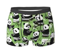 Kashinn Funny Novelty Boxer Briefs Underwear for Men-Unique Humorous Design Boxer Shorts Panda bamboo Print, Black, M