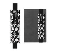 Kashinn Funny White Ghost Print Leather Pen Holder Elastic Band Pencil Case Bookmark for Notebooks Diaries Planners