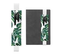 Kashinn Green banana leaves Print Leather Pen Holder Elastic Band Pencil Case Bookmark for Notebooks Diaries Planners