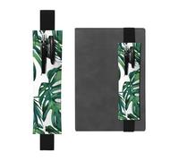Kashinn Green banana leaves Print Leather Pen Holder Elastic Band Pencil Case Bookmark for Notebooks Diaries Planners