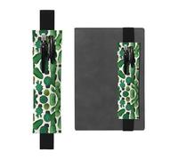 Kashinn Green Cactus Print Leather Pen Holder Elastic Band Pencil Case Bookmark for Notebooks Diaries Planners