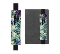 Kashinn Green Leopard Print Leather Pen Holder Elastic Band Pencil Case Bookmark for Notebooks Diaries Planners