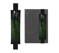 Kashinn Green Number Binary Print Leather Pen Holder Elastic Band Pencil Case Bookmark for Notebooks Diaries Planners