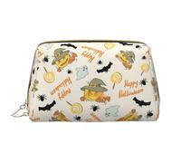 Kashinn Halloween Pumpkin and Owl Print Leather Makeup Bag Travel Cosmetic Bag Cute Vanity Case Toiletry Bag Skincare Pouch