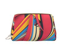 Kashinn Leather Cosmetic Bag Portable Makeup Bag Travel Cosmetic Zipper Pouch Skincare Bag colorful stripes Print