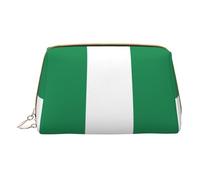 Kashinn Leather Cosmetic Bag Portable Makeup Bag Travel Cosmetic Zipper Pouch Skincare Bag Flag of Nigeria Print