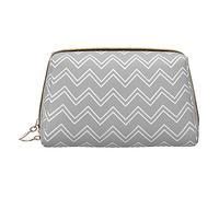 Kashinn Leather Cosmetic Bag Portable Makeup Bag Travel Cosmetic Zipper Pouch Skincare Bag Gray striped Print
