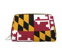 Kashinn Leather Cosmetic Bag Portable Makeup Bag Travel Cosmetic Zipper Pouch Skincare Bag Maryland State Flag Print