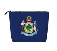 Kashinn Maine State Flag Print Single-Layer Cosmetic Pouch Fake Hemp Makeup Bag Coin Purse for Everyday Use Travel