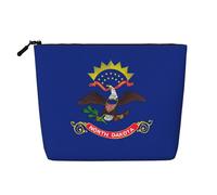Kashinn North Dakota State Flag Print Single-Layer Cosmetic Pouch Fake Hemp Makeup Bag Coin Purse for Everyday Use Travel