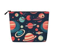 Kashinn Outer Space Planets Print Single-Layer Cosmetic Pouch Fake Hemp Makeup Bag Coin Purse for Everyday Use Travel