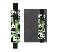 Kashinn Panda bamboo Print Leather Pen Holder Elastic Band Pencil Case Bookmark for Notebooks Diaries Planners