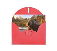 Kashinn Pearlized Greeting Card with Envelope Blank Notecard for Thank You Invitations Sympathy beaver working2 Print
