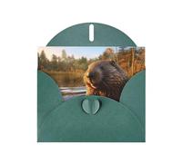 Kashinn Pearlized Greeting Card with Envelope Blank Notecard for Thank You Invitations Sympathy beaver working2 Print