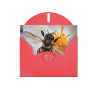 Kashinn Pearlized Greeting Card with Envelope Blank Notecard for Thank You Invitations Sympathy Bee On Honeycomb Print