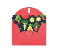 Kashinn Pearlized Greeting Card with Envelope Blank Notecard for Thank You Invitations Sympathy Cartoon Vegetable Fruit Print