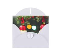 Kashinn Pearlized Greeting Card with Envelope Blank Notecard for Thank You Invitations Sympathy Christmas Tree and Bell Print