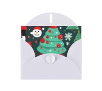 Kashinn Pearlized Greeting Card with Envelope Blank Notecard for Thank You Invitations Sympathy Christmas Tree and Snowman Print