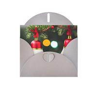 Kashinn Pearlized Greeting Card with Envelope Blank Notecard for Thank You Invitations Sympathy Christmas Tree and Bell Print