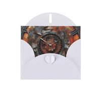 Kashinn Pearlized Greeting Card with Envelope Blank Notecard for Thank You Invitations Sympathy Clock Gear Print