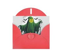Kashinn Pearlized Greeting Card with Envelope Blank Notecard for Thank You Invitations Sympathy Green Ghost Horror Halloween Pumpkin Print