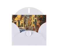 Kashinn Pearlized Greeting Card with Envelope Blank Notecard for Thank You Invitations Sympathy Italian Street Print