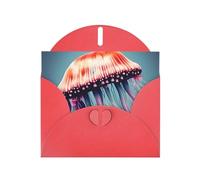Kashinn Pearlized Greeting Card with Envelope Blank Notecard for Thank You Invitations Sympathy Jellyfish Print