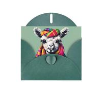 Kashinn Pearlized Greeting Card with Envelope Blank Notecard for Thank You Invitations Sympathy Llama in A Scarf Print