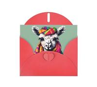 Kashinn Pearlized Greeting Card with Envelope Blank Notecard for Thank You Invitations Sympathy Llama in A Scarf Print