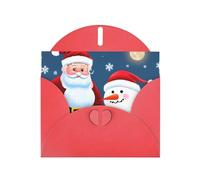 Kashinn Pearlized Greeting Card with Envelope Blank Notecard for Thank You Invitations Sympathy Santa Claus and Snowman Print