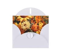 Kashinn Pearlized Greeting Card with Envelope Blank Notecard for Thank You Invitations Sympathy Spring Sunflowers Retro Flowers Print