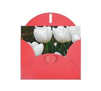 Kashinn Pearlized Greeting Card with Envelope Blank Notecard for Thank You Invitations Sympathy White Tulips Flower Print