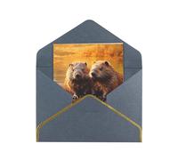 Kashinn Premium Pearlized Blank Greeting Card beaver working3 Print Rose Gold Foil Edge All-Occasion Notecard Set