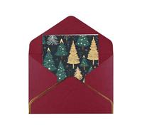 Kashinn Premium Pearlized Blank Greeting Card Christmas Tree Print Rose Gold Foil Edge All-Occasion Notecard Set