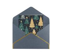 Kashinn Premium Pearlized Blank Greeting Card Christmas Tree Print Rose Gold Foil Edge All-Occasion Notecard Set