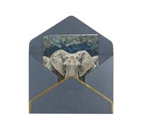 Kashinn Premium Pearlized Blank Greeting Card Elephants Art Print Rose Gold Foil Edge All-Occasion Notecard Set