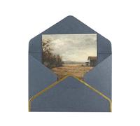 Kashinn Premium Pearlized Blank Greeting Card Farm with deer Print Rose Gold Foil Edge All-Occasion Notecard Set