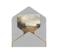 Kashinn Premium Pearlized Blank Greeting Card Farm with deer Print Rose Gold Foil Edge All-Occasion Notecard Set