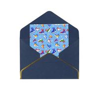 Kashinn Premium Pearlized Blank Greeting Card Hockey Elements Print Rose Gold Foil Edge All-Occasion Notecard Set
