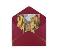 Kashinn Premium Pearlized Blank Greeting Card Italian Street Print Rose Gold Foil Edge All-Occasion Notecard Set