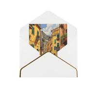 Kashinn Premium Pearlized Blank Greeting Card Italian Street Print Rose Gold Foil Edge All-Occasion Notecard Set