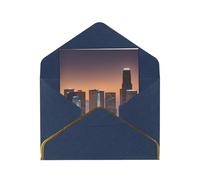 Kashinn Premium Pearlized Blank Greeting Card Los Angeles Skyline Print Rose Gold Foil Edge All-Occasion Notecard Set
