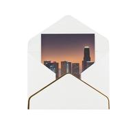 Kashinn Premium Pearlized Blank Greeting Card Los Angeles Skyline Print Rose Gold Foil Edge All-Occasion Notecard Set