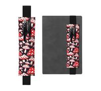 Kashinn Red White and Mushroom Print Leather Pen Holder Elastic Band Pencil Case Bookmark for Notebooks Diaries Planners